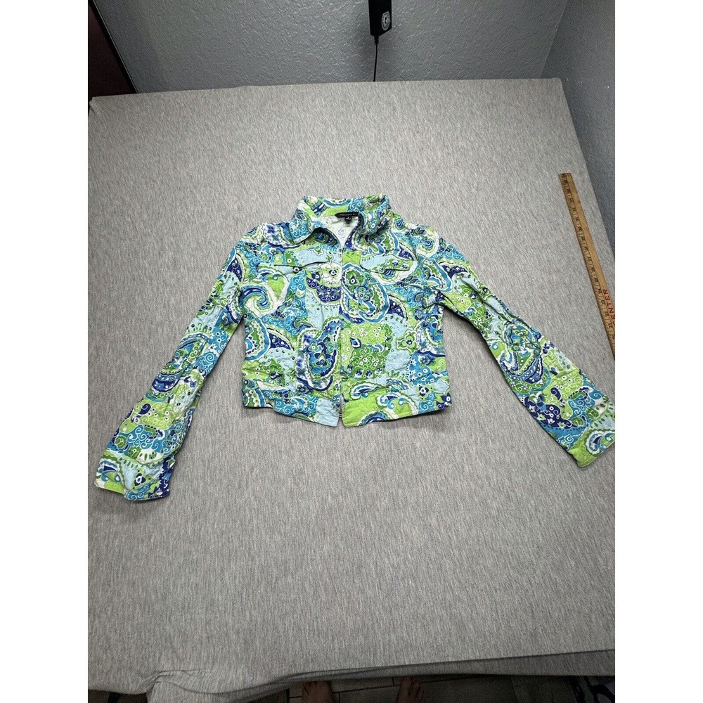 Trousers Etc Women’s Floral/Paisley Green/Blue‎ Full Zip Jacket Size 6/M